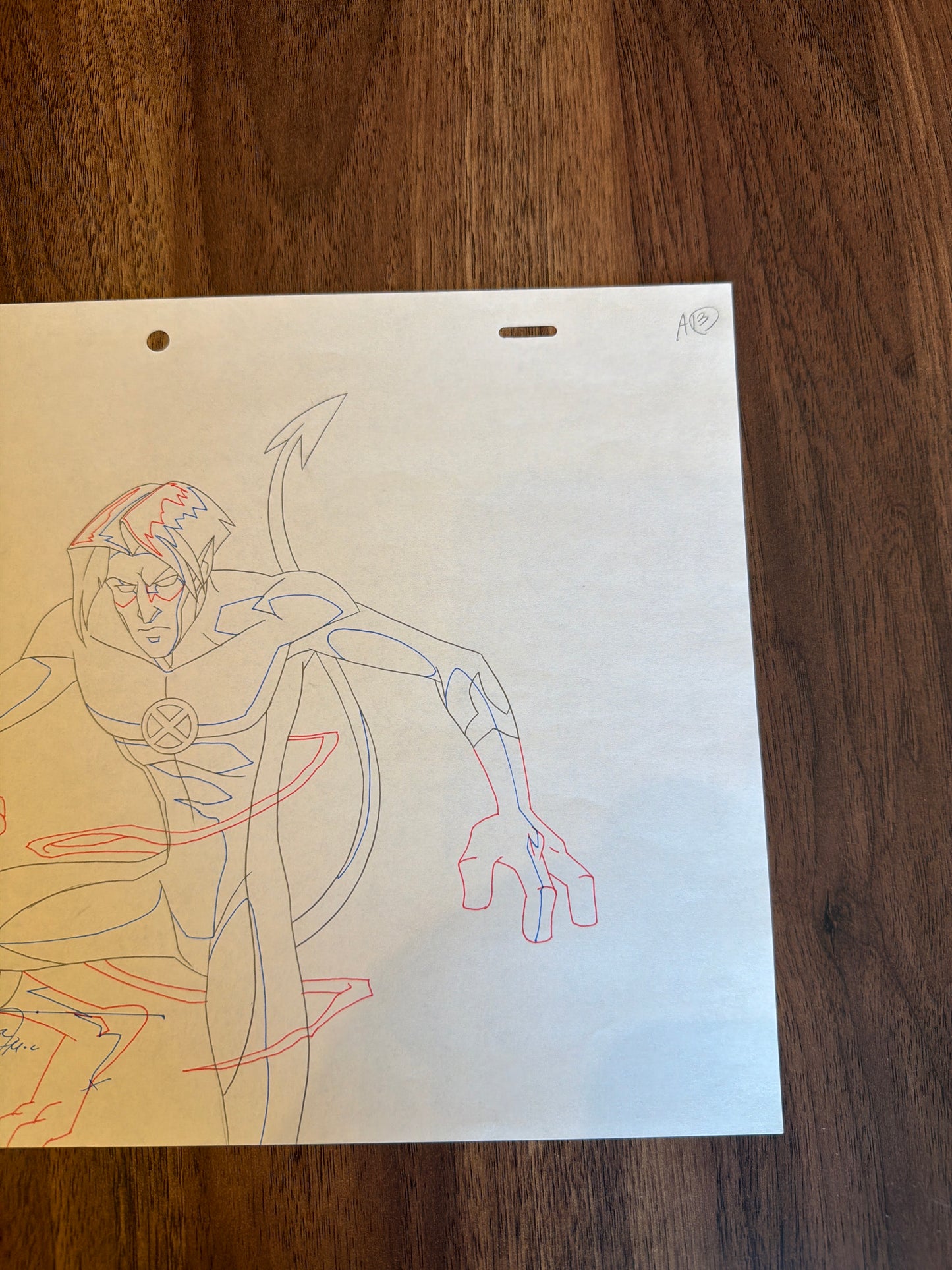 Wolverine and the X-Men Original Production Art - Nightcrawler Full Body Action w/ FX Lines COA Not Included