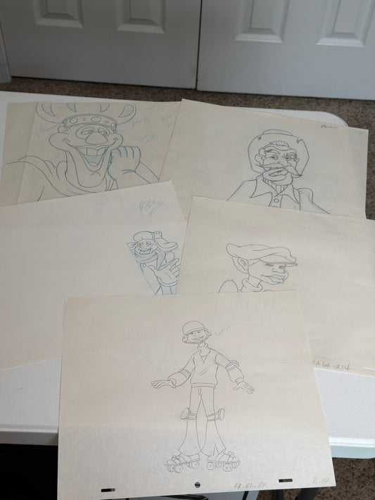Fat Albert Lot of 5 – Original Production Animation Sketches With COA