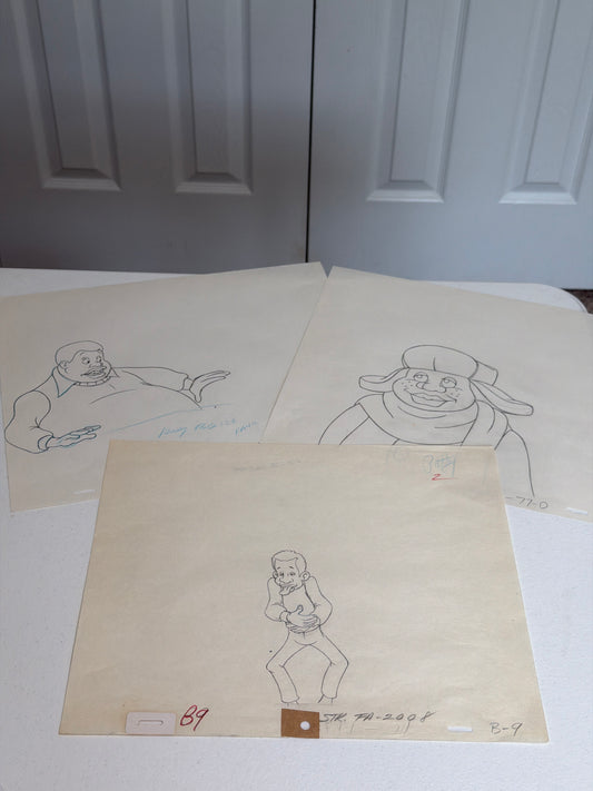 Fat Albert Lot of 3 – Original Production Animation Sketches