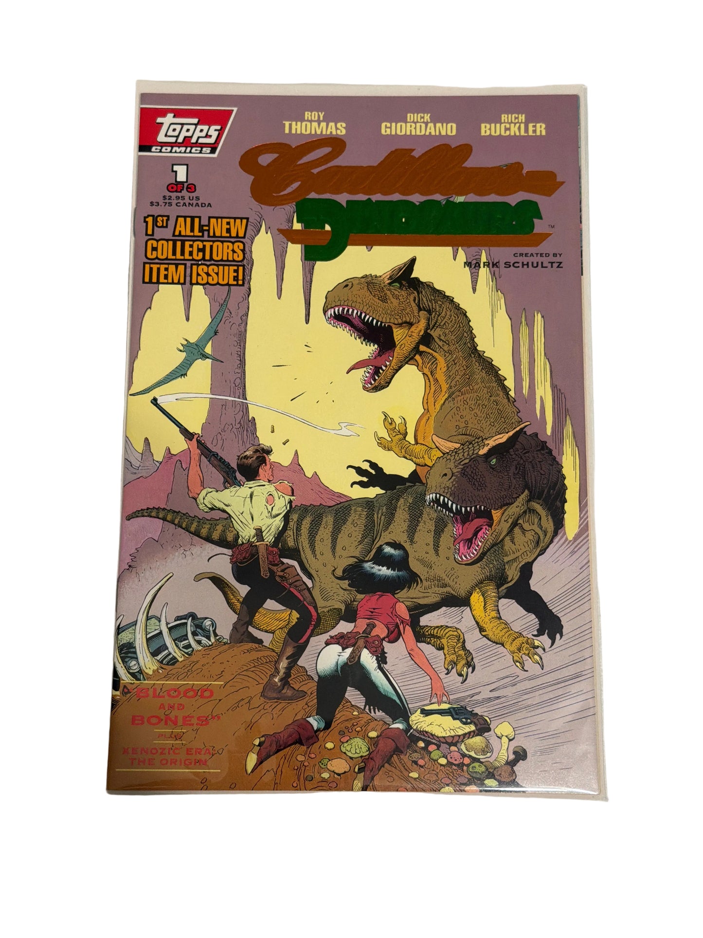 Topps Comics Cadillacs And Dinosaurs Blood And Bones 1-3 With Collectors Edition Foil Cover #1 Near Mint Condition *