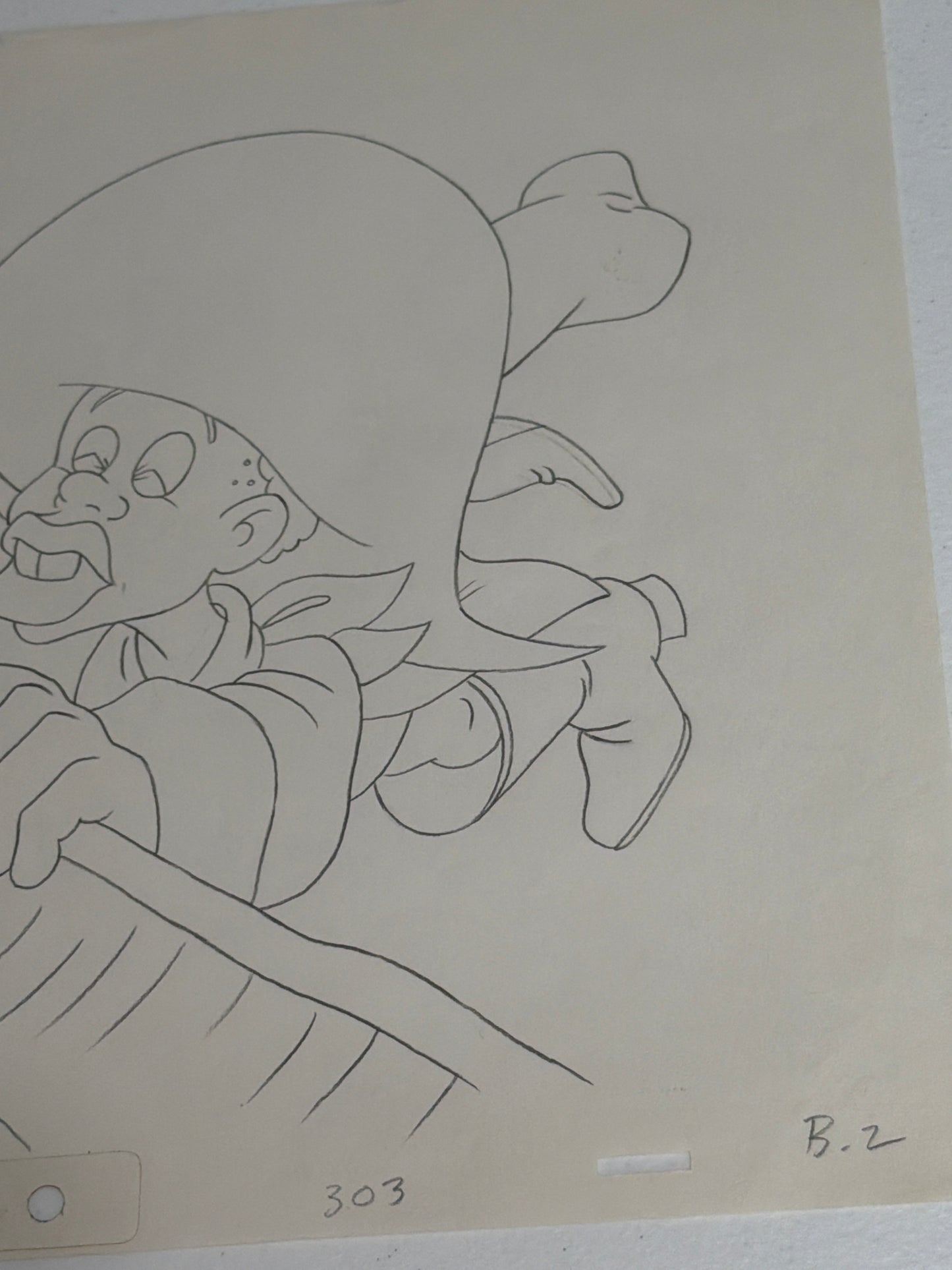 Vintage Filmation FAT ALBERT Original Animation Production Drawing - MUSHMOUTH Pirate Character Art Sketch