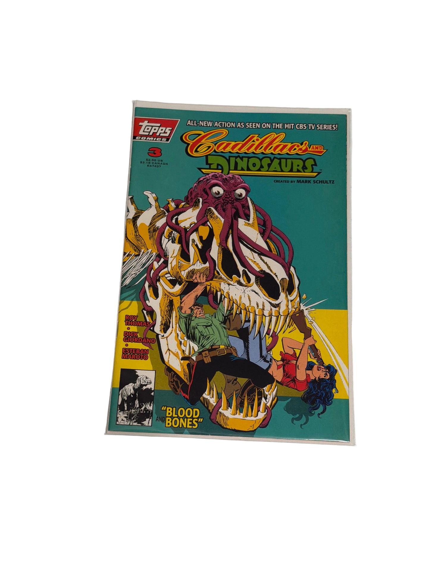Topps Comics Cadillacs And Dinosaurs Blood And Bones 1-3 With Collectors Edition Foil Cover #1 Near Mint Condition *