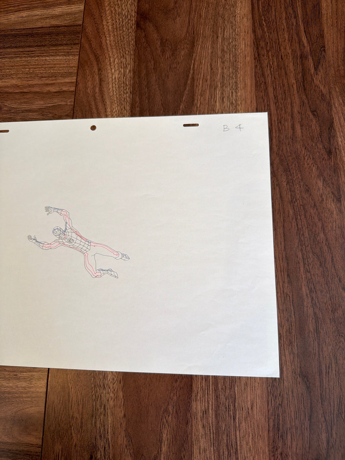 Marvel's Ultimate Spider-Man Animated Series Original Production Drawing – Spider-Man Freefall Action Pose. No COA Included