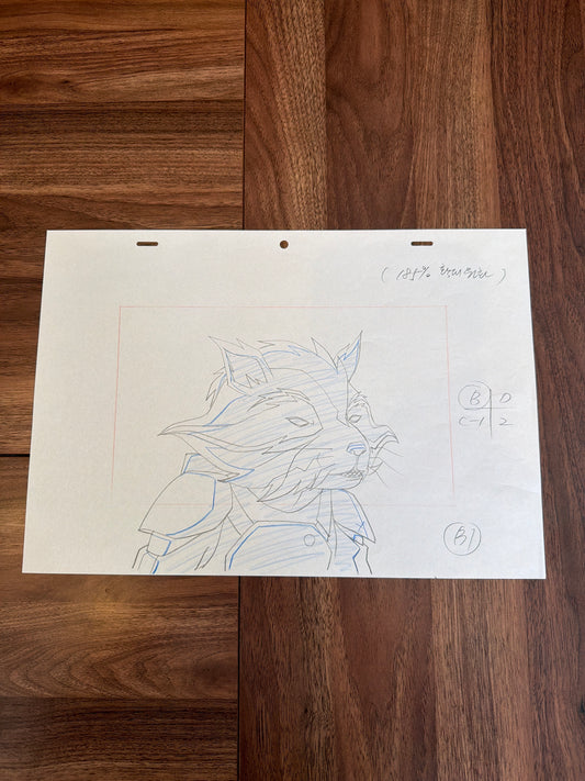 Marvel's Ultimate Spider-Man Animated Series Original Production Drawing – Rocket Raccoon Close-Up Profile COA Not Included