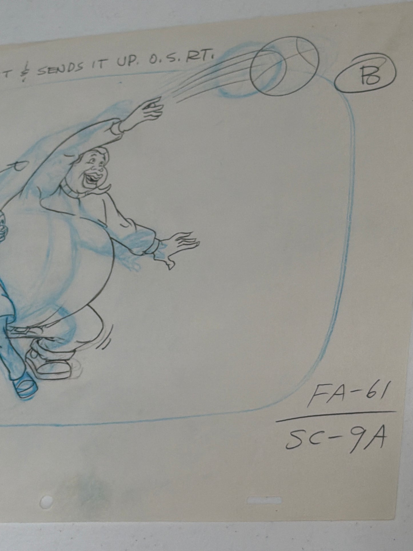 Fat Albert & Pee Wee Playing Basketball – Original Production Animation Sketch With COA