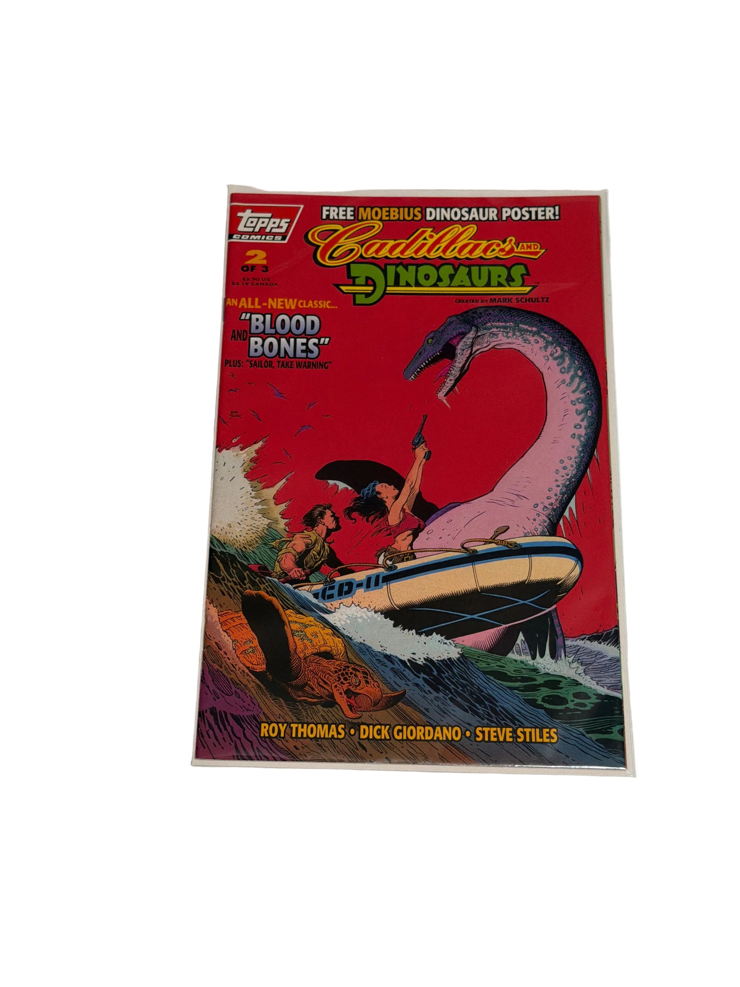 Topps Comics Cadillacs And Dinosaurs Blood And Bones 1-3 With Collectors Edition Foil Cover #1 Near Mint Condition *