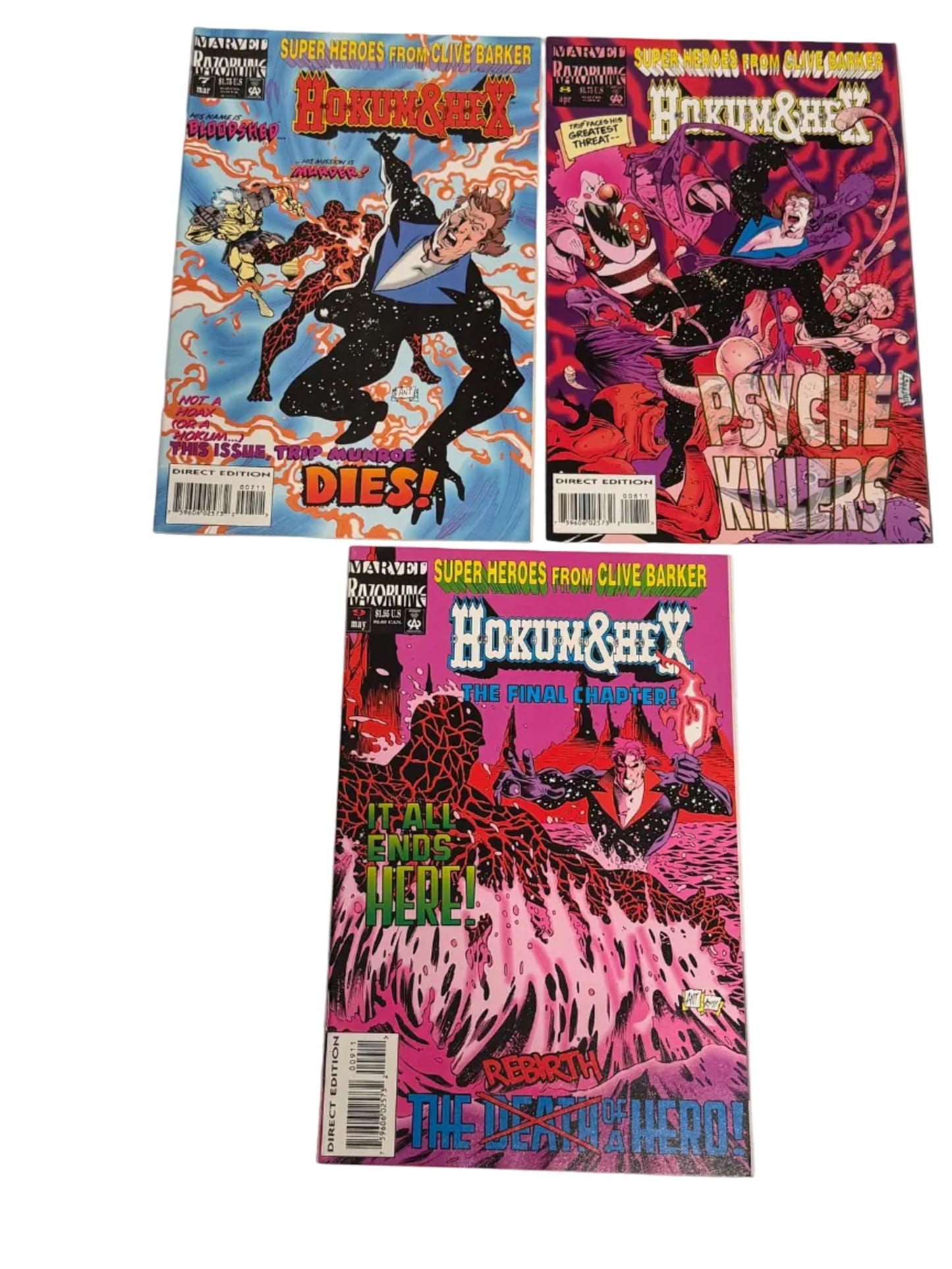 Super Heroes From The Mind Of Clive Barker – 9 Book Lot | Issues #1, #3 (x2), #4, #5, #6, #7, #8 | VF to NM *
