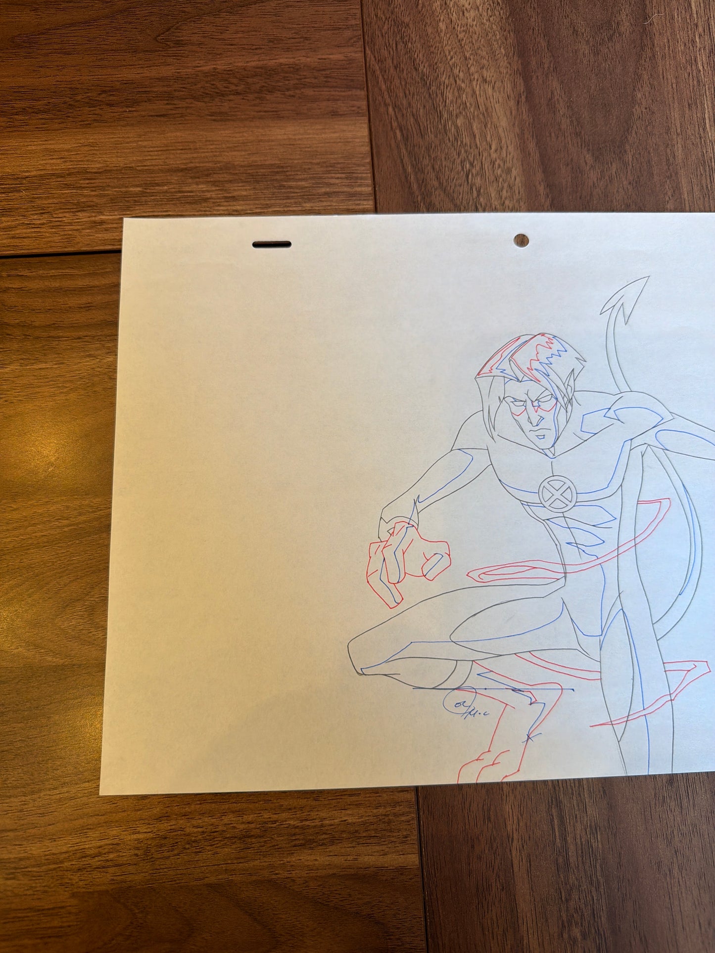Wolverine and the X-Men Original Production Art - Nightcrawler Full Body Action w/ FX Lines COA Not Included