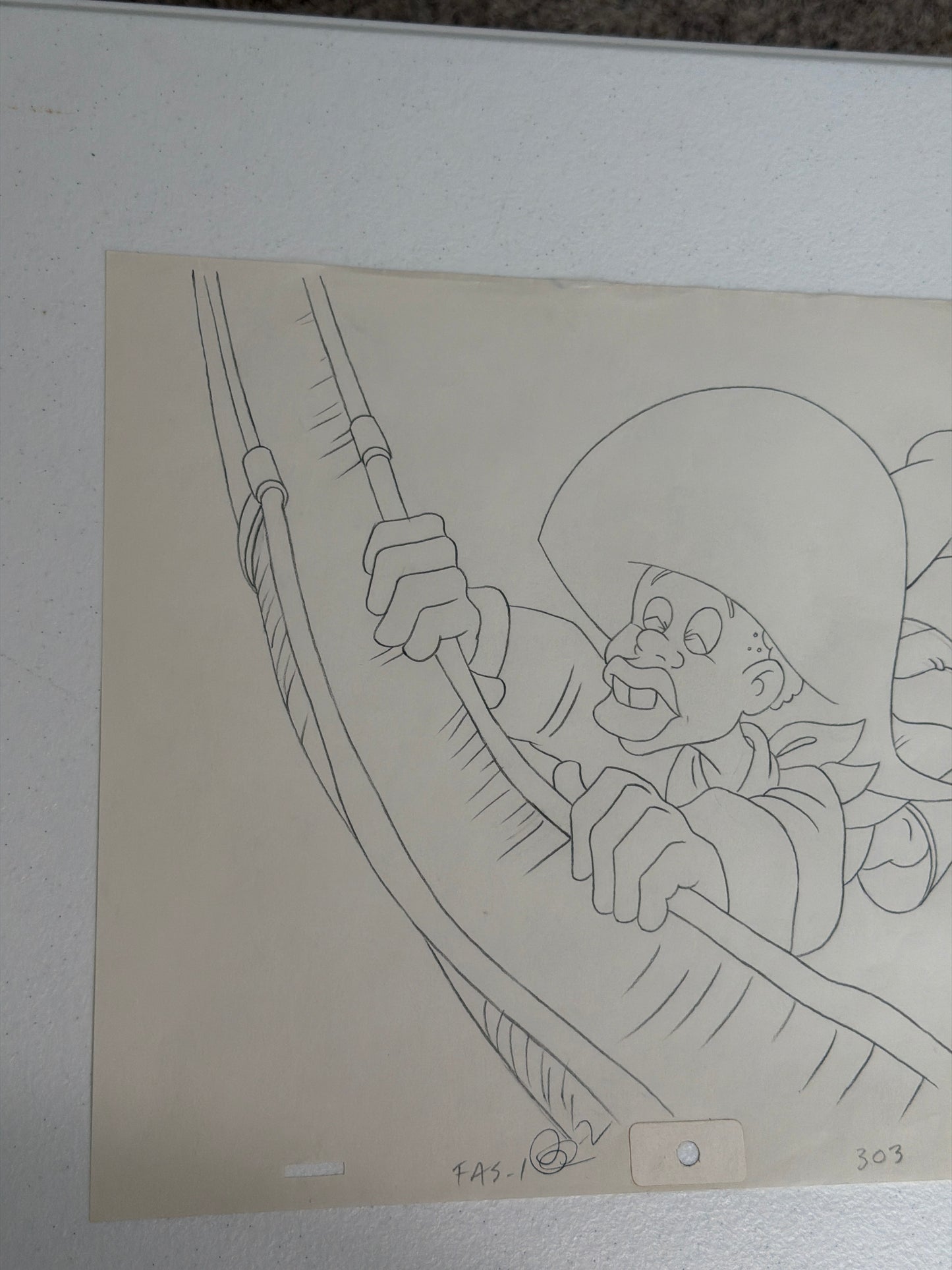 Vintage Filmation FAT ALBERT Original Animation Production Drawing - MUSHMOUTH Pirate Character Art Sketch