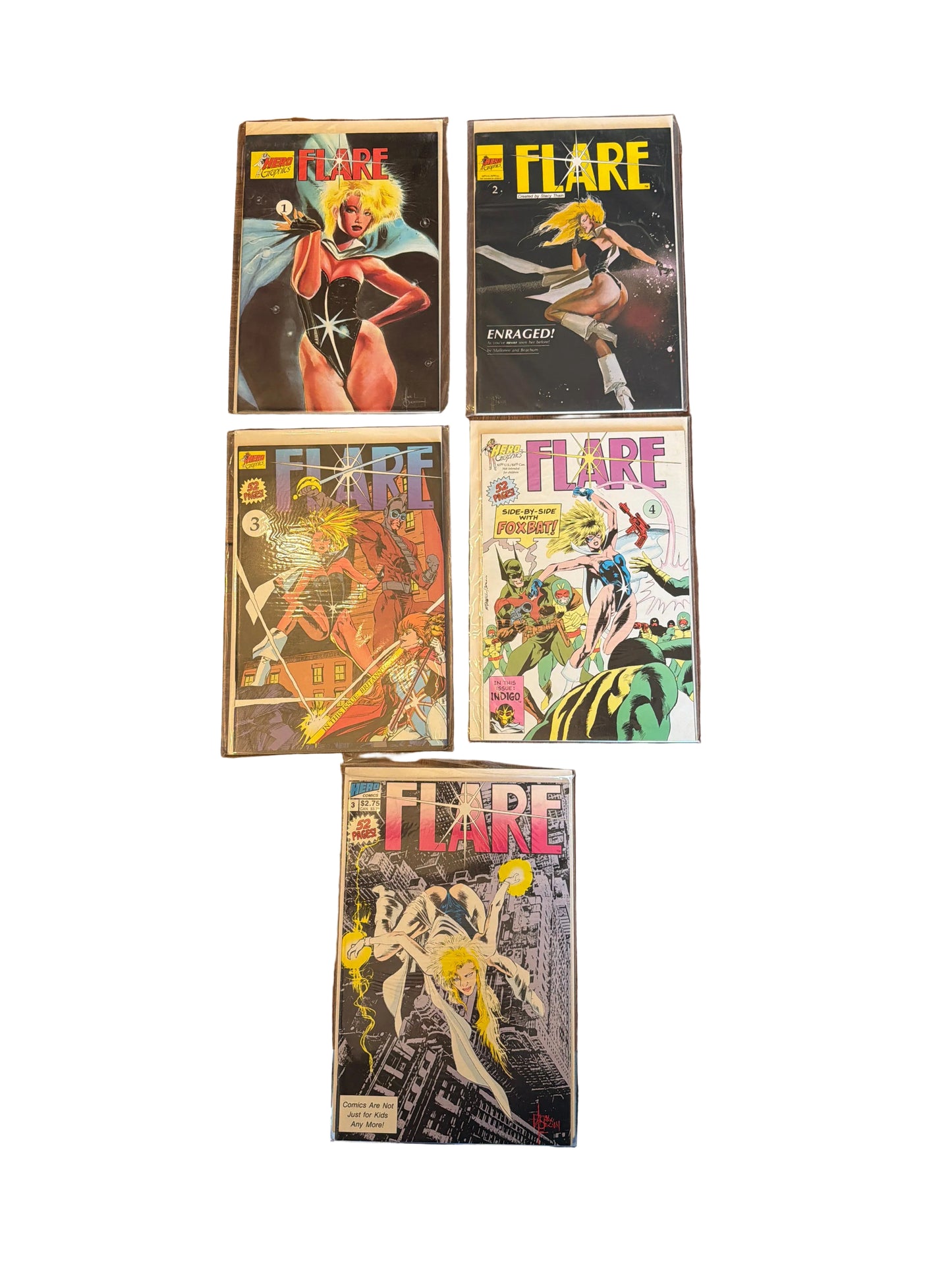 Hero Graphics Flare Vol 2 Issues 1-4 Near Mint Condition Bonus Vol 1 Issue #3 Included  Lot of 5 *