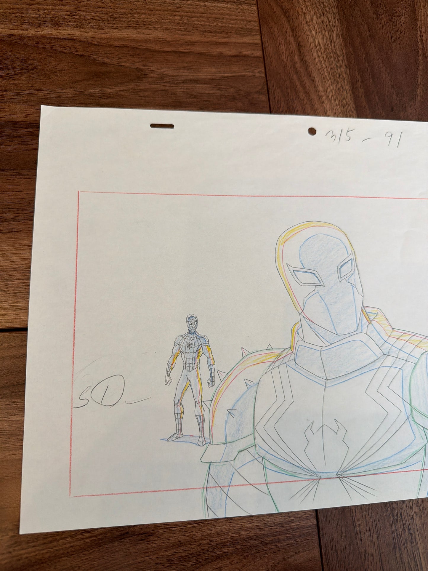 Marvel's Ultimate Spider-Man Animated Series Original Production Drawing – Agent Venom & Spider-Man Frame Layout (Season 3, Episode 15) COA Included