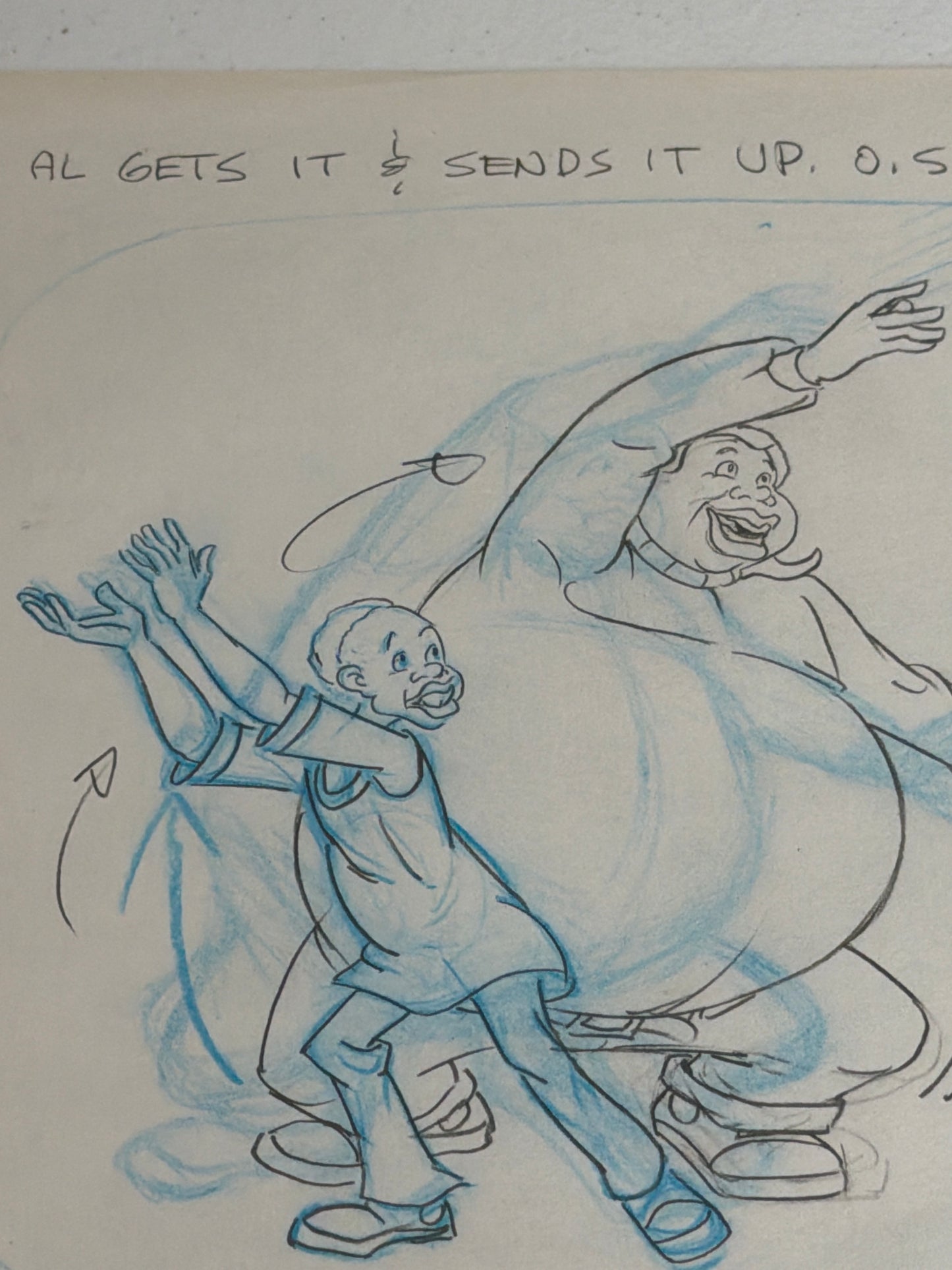 Fat Albert & Pee Wee Playing Basketball – Original Production Animation Sketch With COA