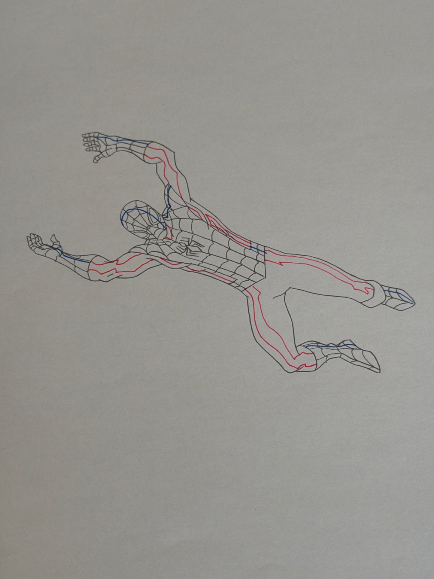 Marvel's Ultimate Spider-Man Animated Series Original Production Drawing – Spider-Man Freefall Action Pose. No COA Included