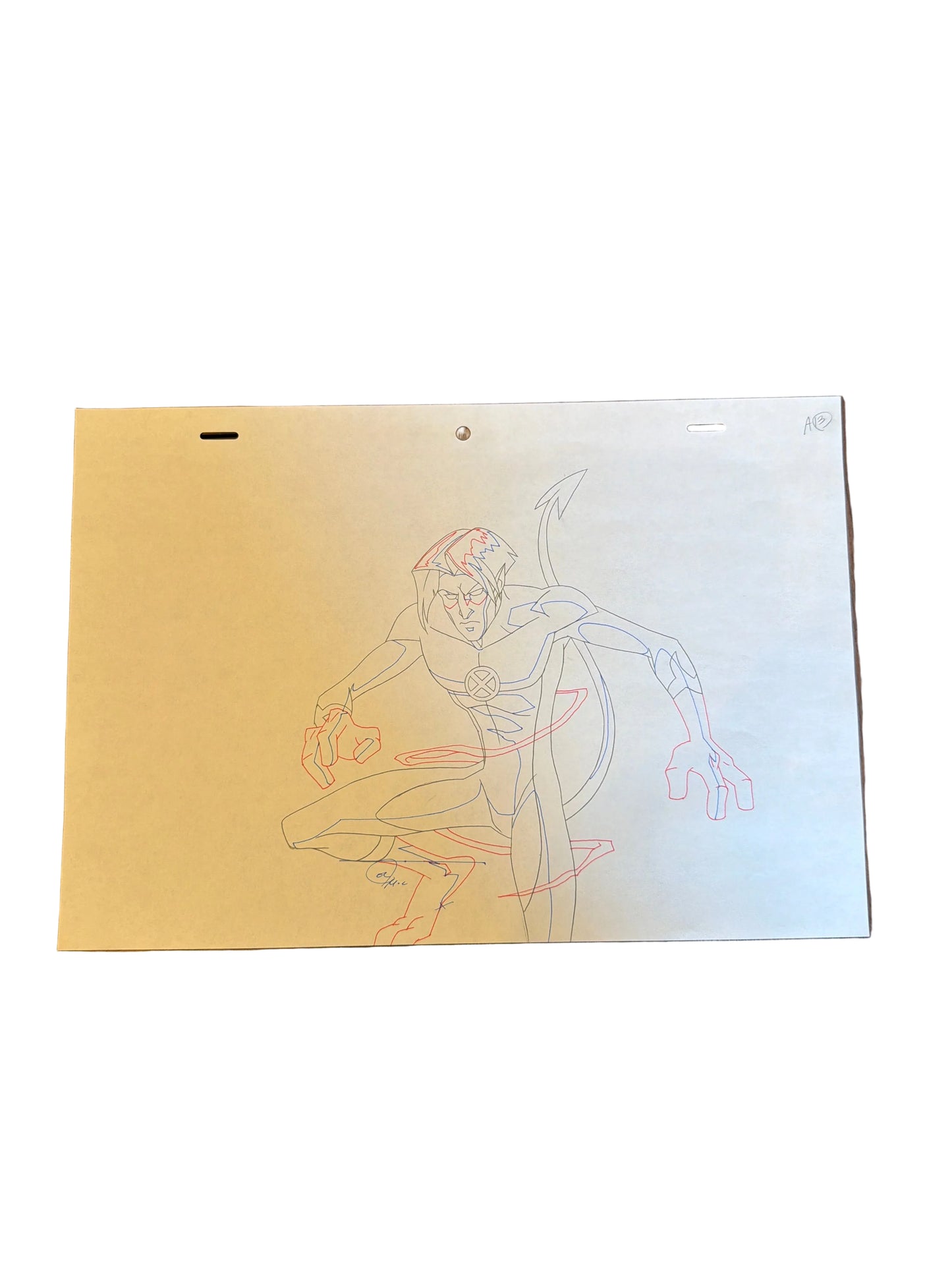 Wolverine and the X-Men Original Production Art - Nightcrawler Full Body Action w/ FX Lines COA Not Included