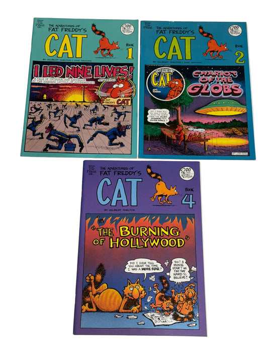 The Adventures Of Freddy's Cat #1, 2 & 4 Lot (3-Issue) Very Fine Condition Rip Off Press *