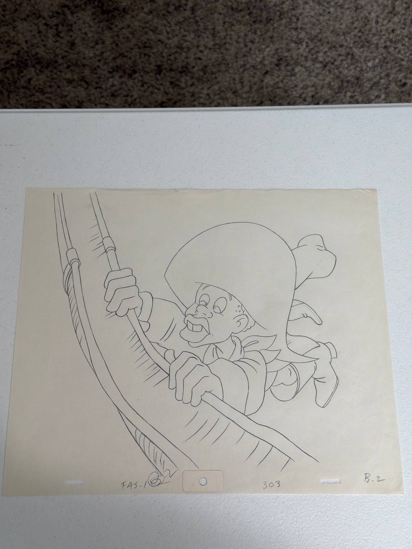 Vintage Filmation FAT ALBERT Original Animation Production Drawing - MUSHMOUTH Pirate Character Art Sketch