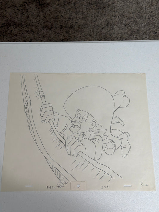 Vintage Filmation FAT ALBERT Original Animation Production Drawing - MUSHMOUTH Pirate Character Art Sketch